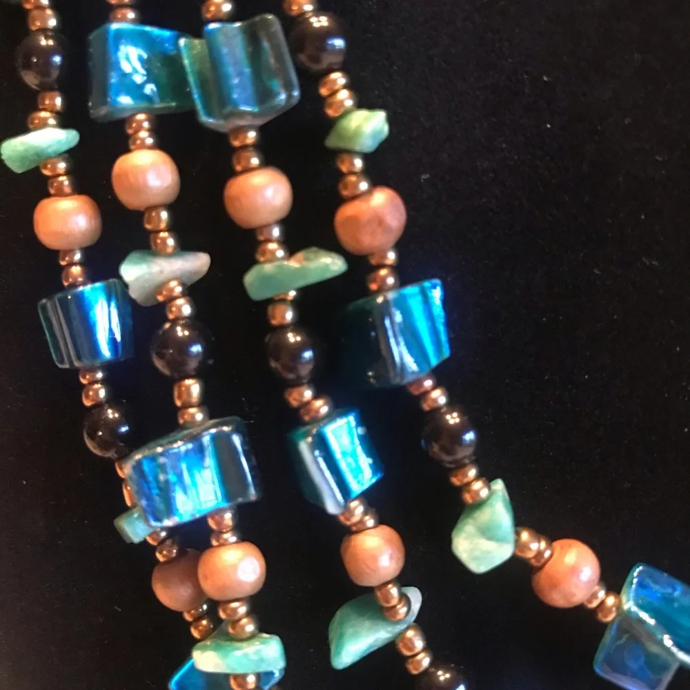 VINTAGE ABALONE NECKLACE FOUR GORGEOUS STRANDS - Picture 2 of 11